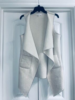 SD Collection Open-Front Faux Shearling Vest - Cream